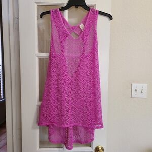 OP Ocean Pacific Crochet Swim Cover Up Dress Smooth Lilac XL 15-17
